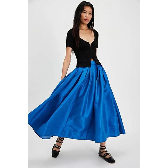 Free People Dresses & Skirts - New Free People Emilia Full Skirt $98 SMALL Lake Victoria BLUE High-Rise